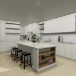 White & Timber kitchen Rendering